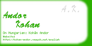 andor kohan business card